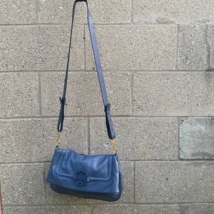 Tory Burch Blue Leather Amanda Fold-over Crossbody Bag